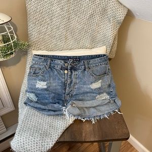 High waisted jean shorts